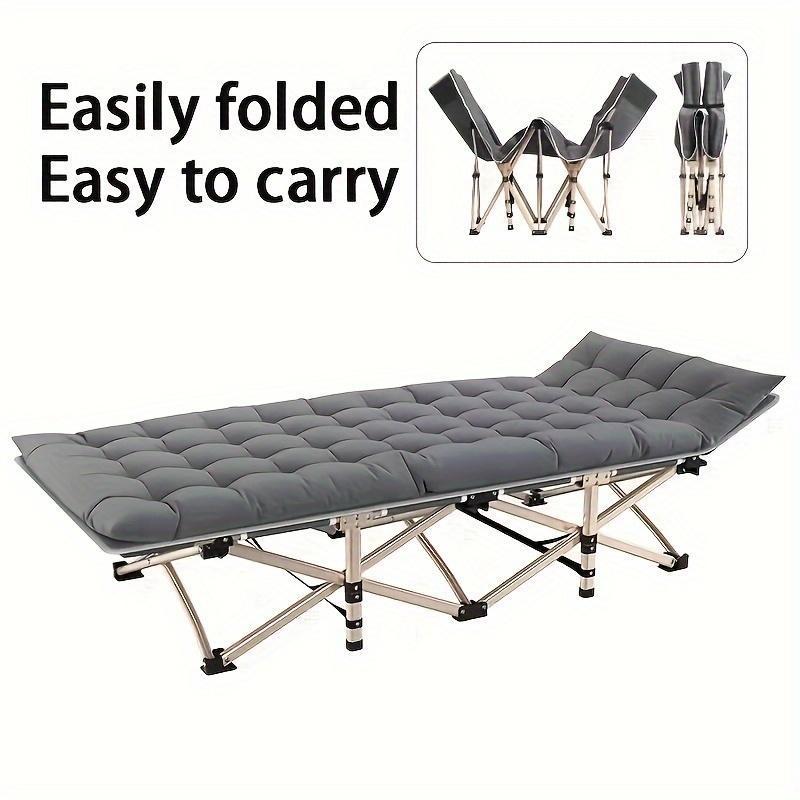 Grey Folding Camping Bed, Heavy Duty Rollaway Bed With Carrying Bag, Suitable For Travel Camp Office, RV Travel Rollaway Bed