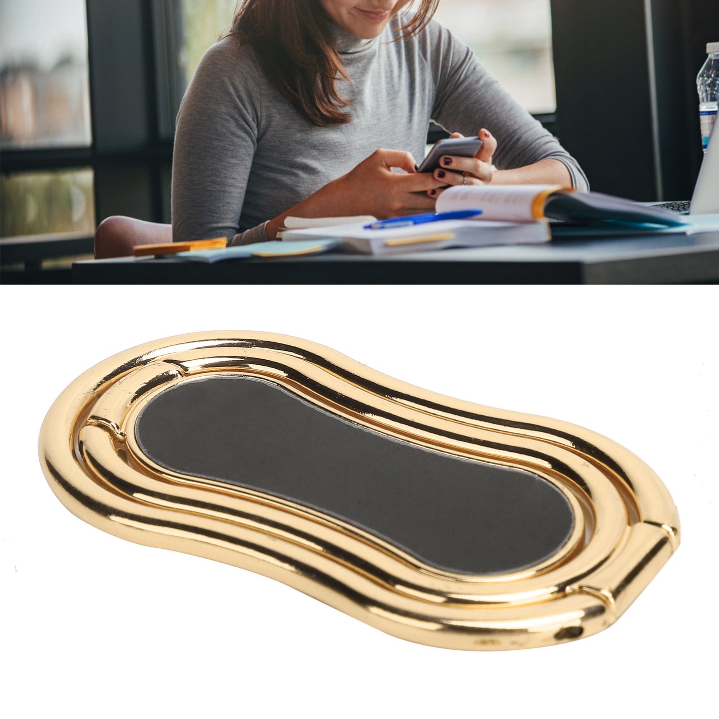 Foldable 360-Degree Gold-Toned Rotating Phone Ring Holder and Stand