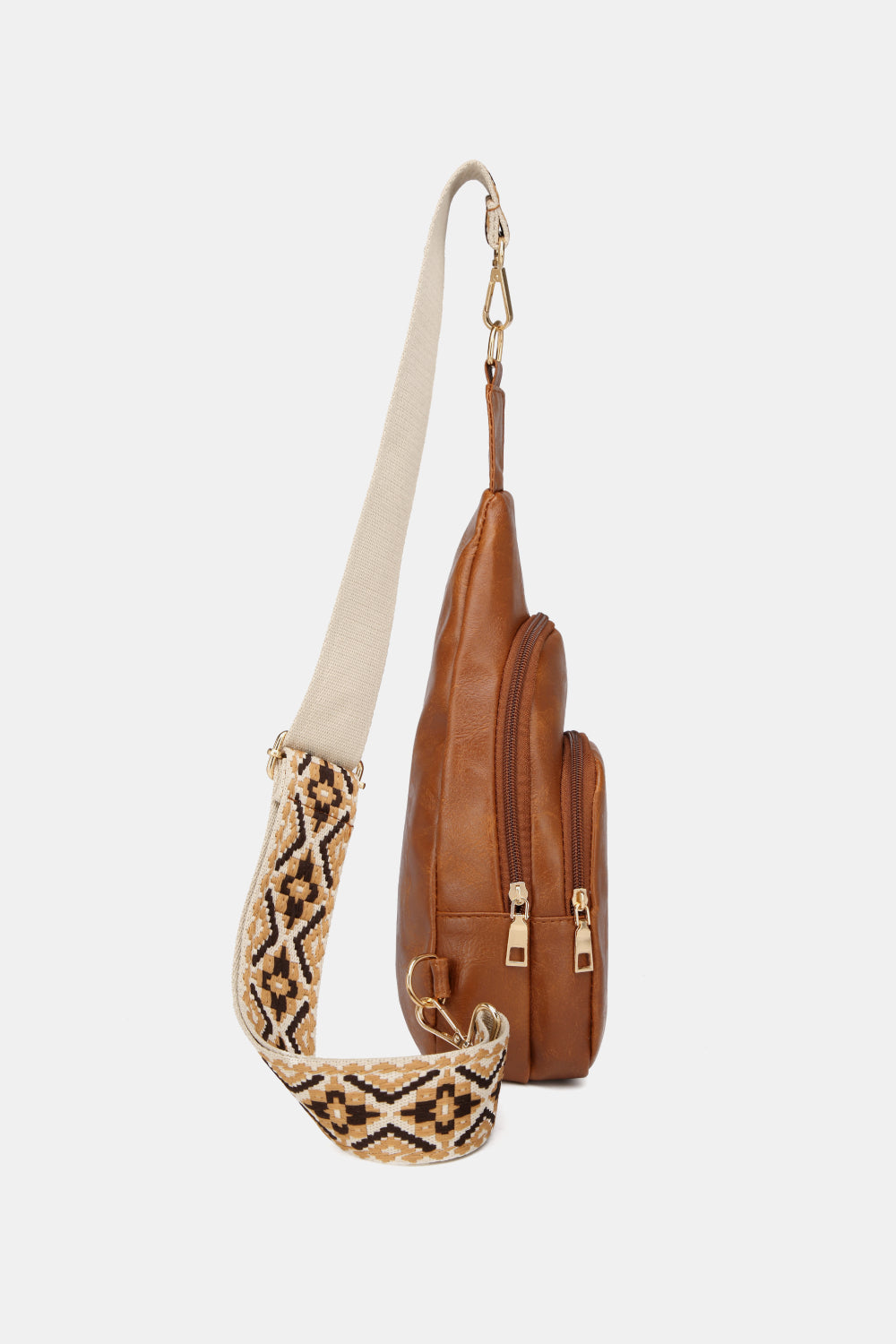 Elongated Faux Leather Sling Bag