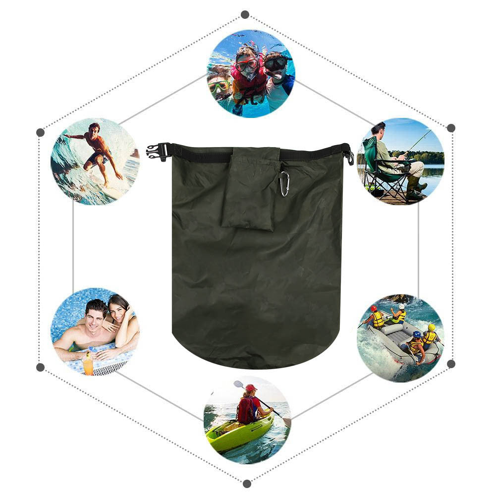 PVC Outdoor Foldable Waterproof Barrel Dry Bag Storage Carrying Bags Camping Hiking BeachMilitary Green