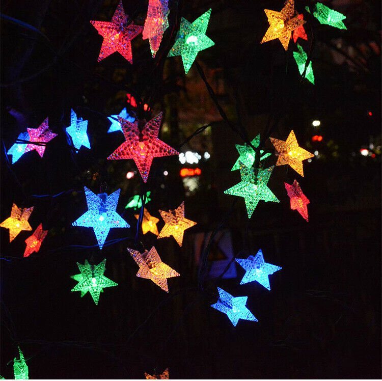 Solar Powered Star Fairy String LED Lights Waterproof Xmas Garden Outdoor Decor
