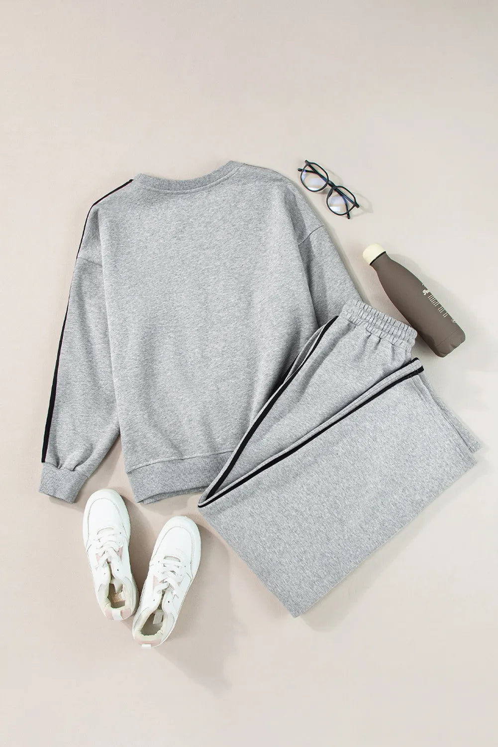 Round Neck Long Sleeve Top and Pants Active Set