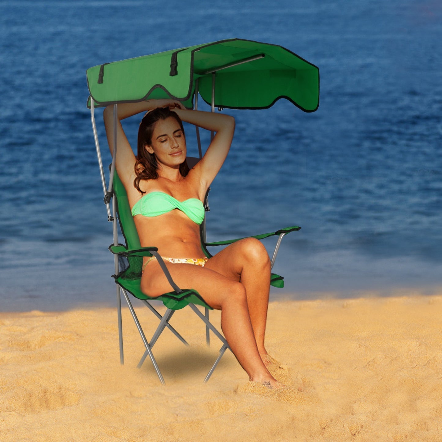 Camping Chair With Sunshade, Foldable Portable Rain Shelter Chair, Supports 330LBS, Banned On Walmart Platform