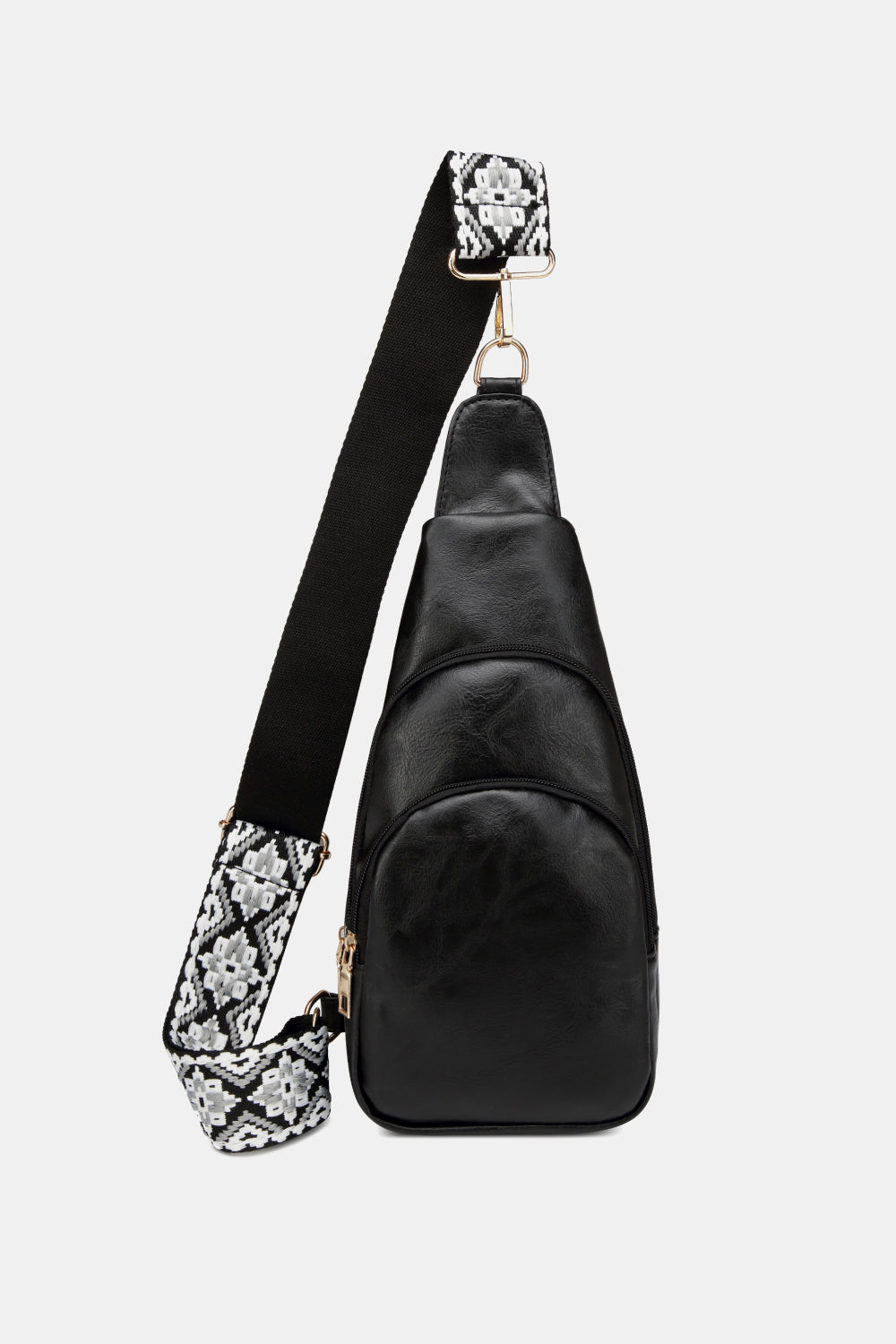 Elongated Faux Leather Sling Bag