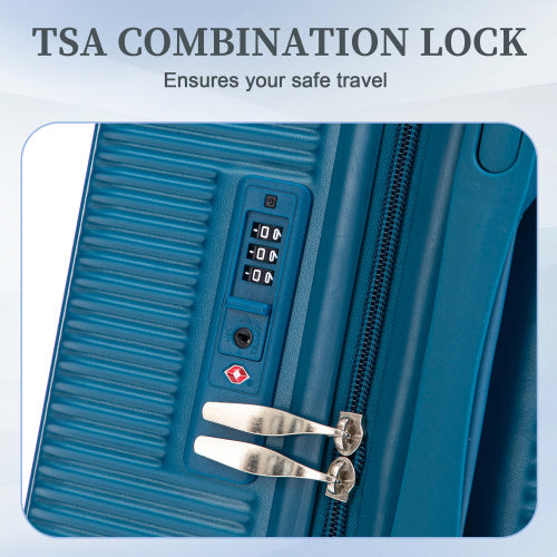 20 24 28 3 Pcs Set In ABS Spinner Wheel Luggage, Carry On Suitcase, Matching Color, TSA Combination Lock