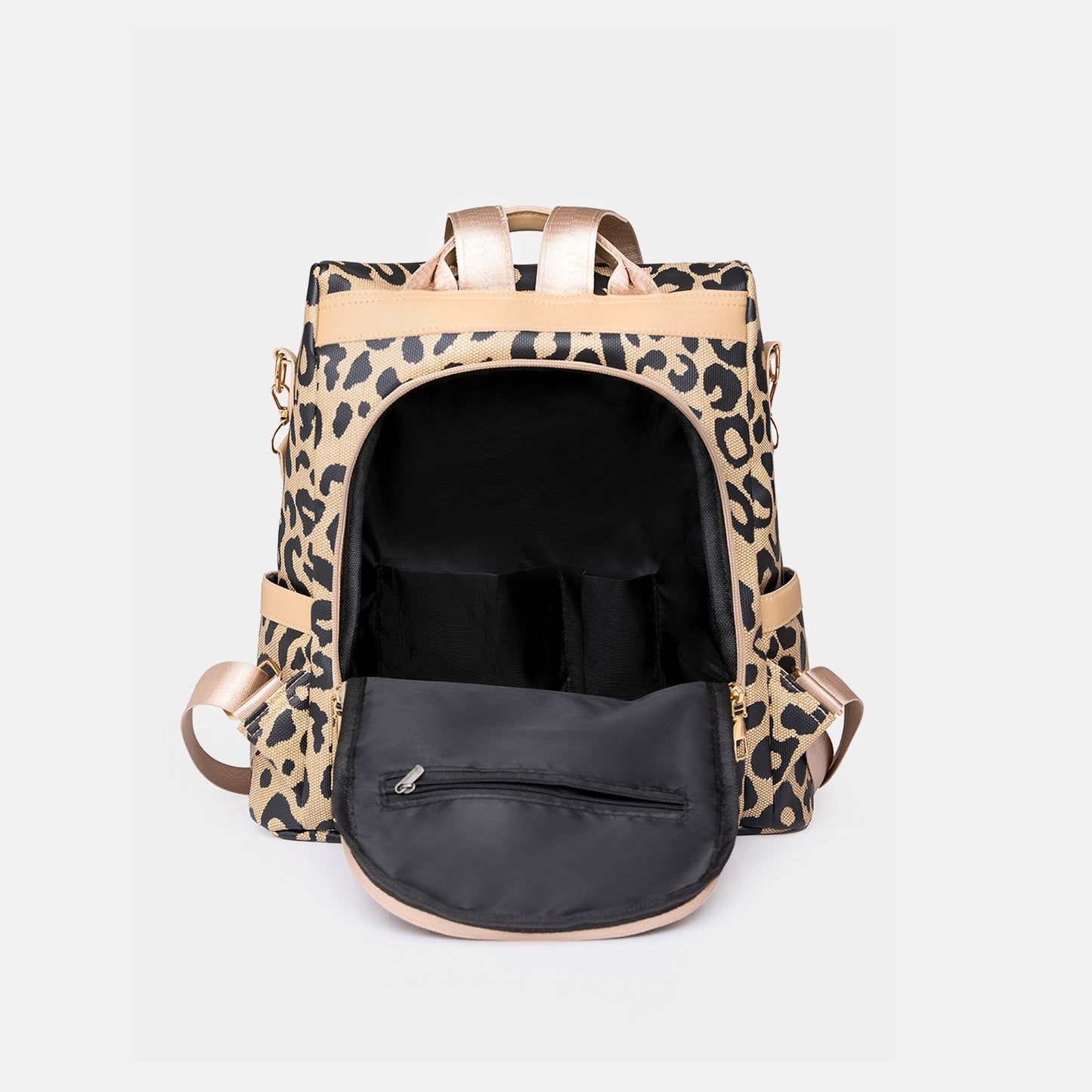 Leopard-Print Faux Leather Backpack