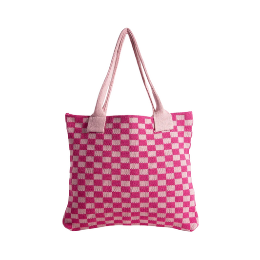 Fame Checkered Pattern Tote Bag