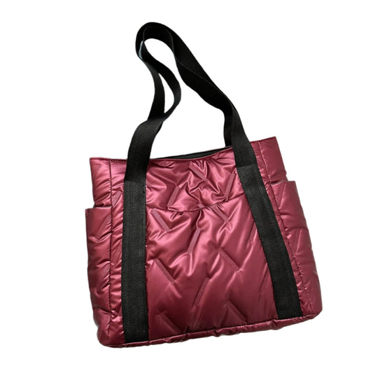 Cabernet Puffer Tote Bag with Zipper and External Pockets