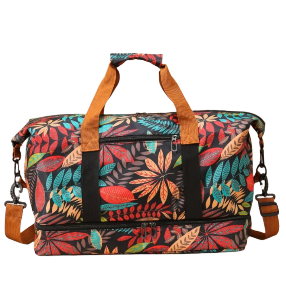 Tropical Print Canvas Duffle Bag in Multiple Color Schemes