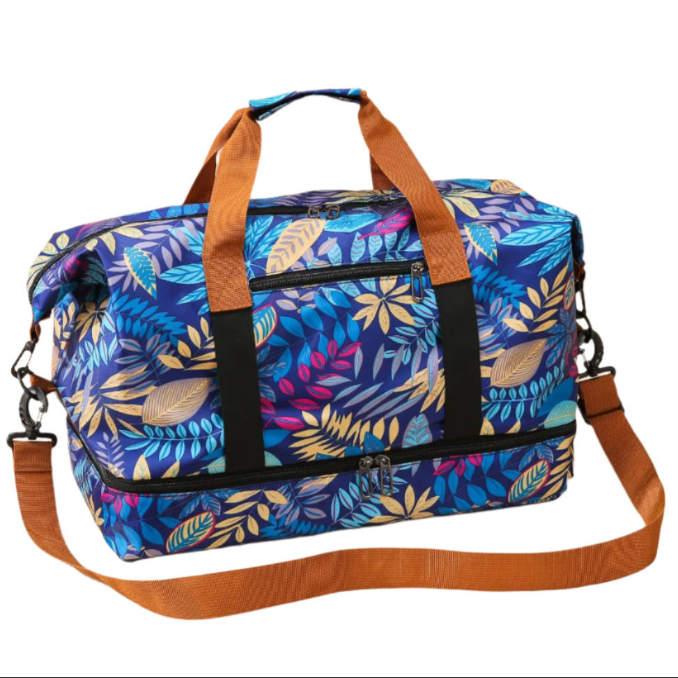 Tropical Print Canvas Duffle Bag in Multiple Color Schemes