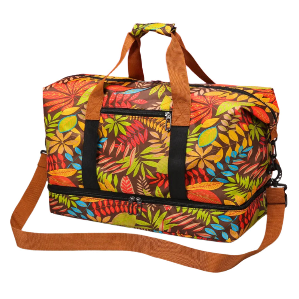 Tropical Print Canvas Duffle Bag in Multiple Color Schemes